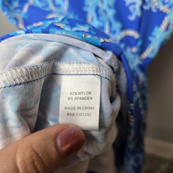 Lulu B Dress Blue Coral Reef Nautical Rope Print Sleevless Size M - Picture 4 of 8
